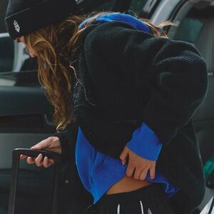 Free People Black Fleece Jacket